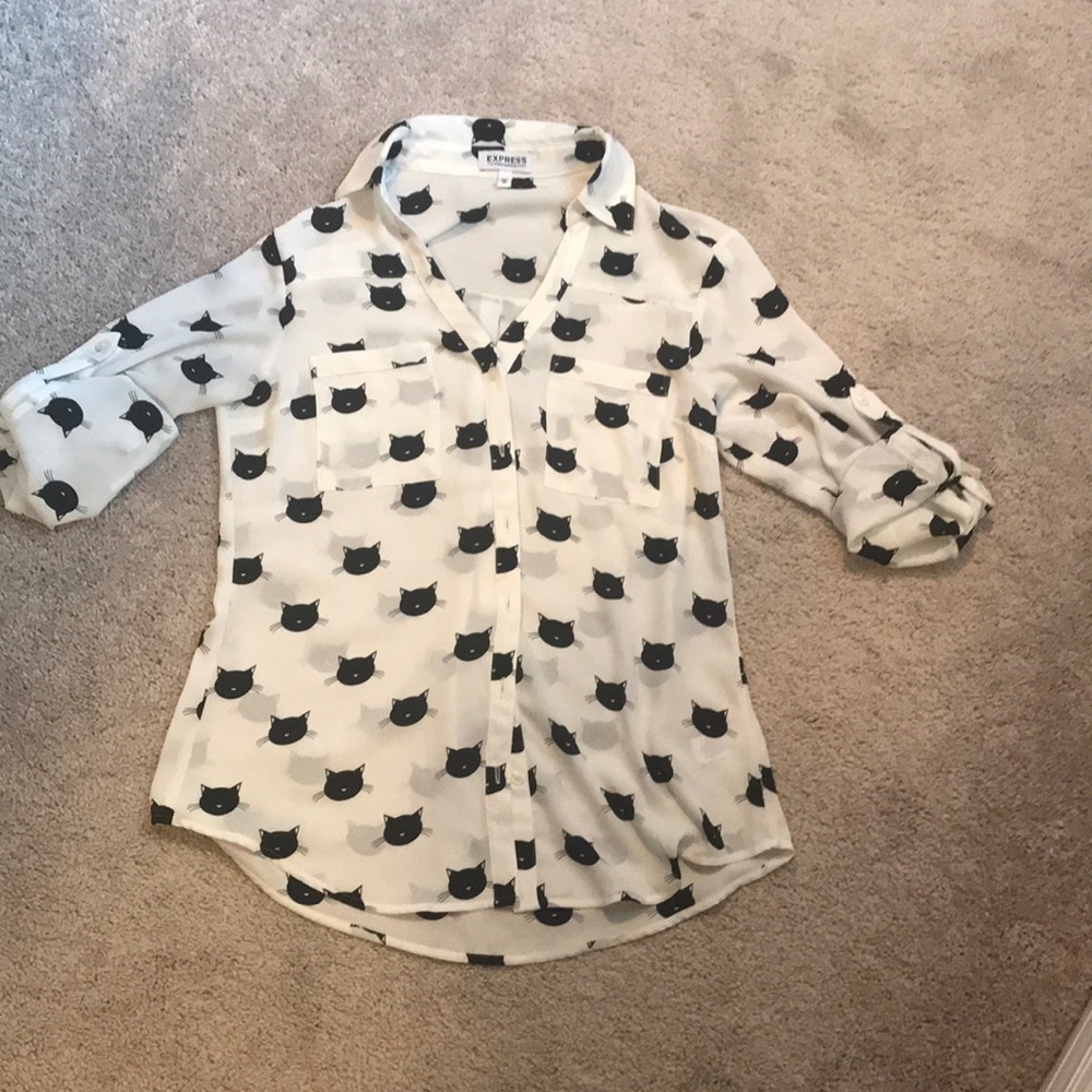 Express Portofino shirt with Cat Print in XS.